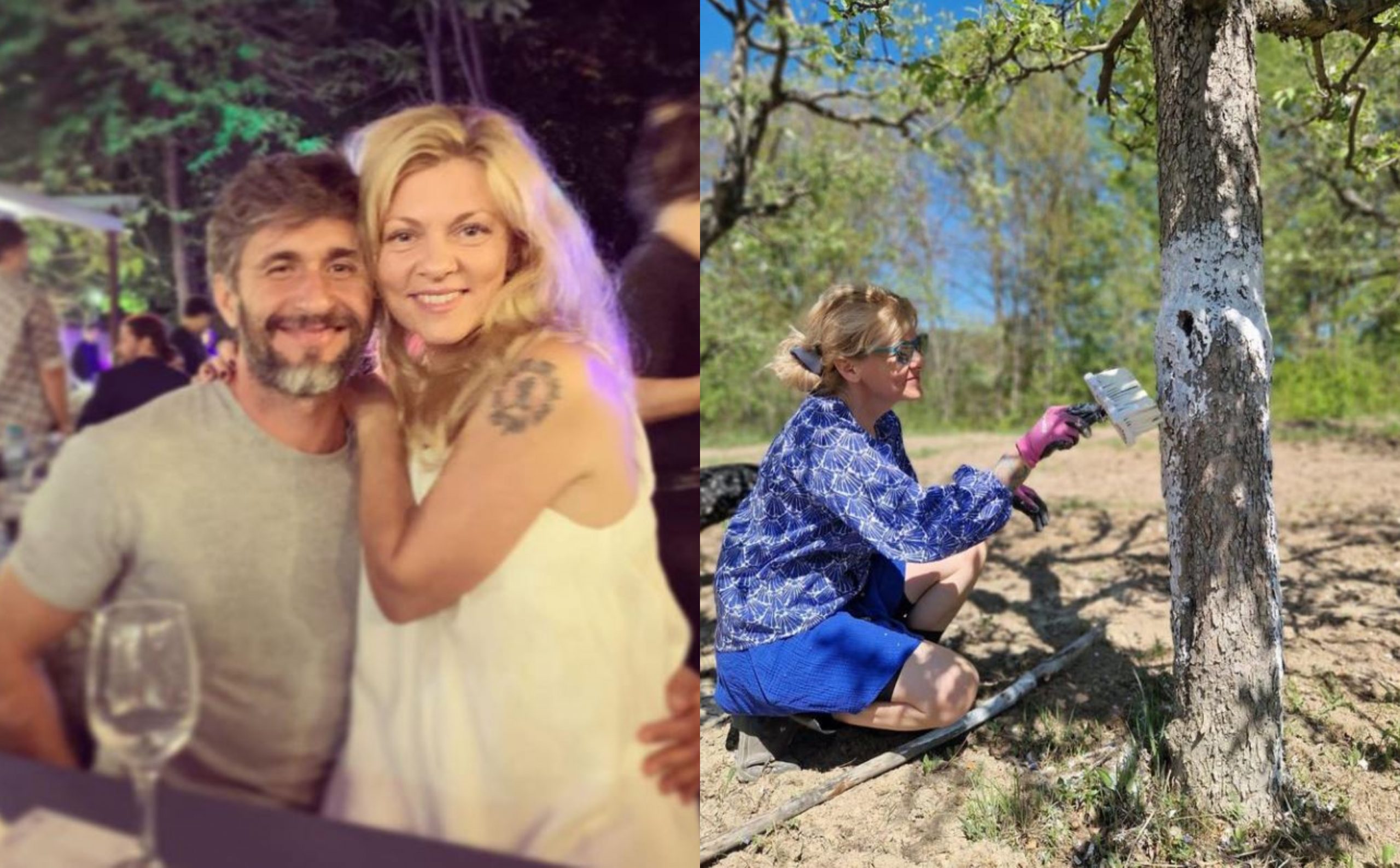 Imagini din gospodăria pe care Dana Nălbaru și Dragoș Bucur o au la țară. Au propria livadă, iar prezentatorul de la PRO TV se ocupă de arat
